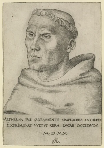 Luther as an Augustinian Friar by Lucas Cranach, print, 1520