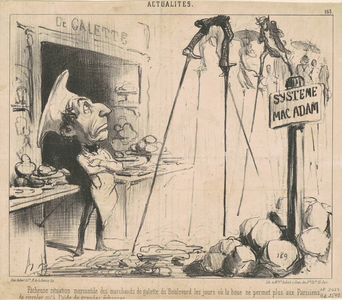 Facheuse situation des marchands de galette by Honoré Daumier, print, 1850