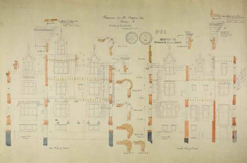 William Borden Residence, Chicago, Illinois, Construction Details by Richard Morris Hunt, drawing, 1885-1886