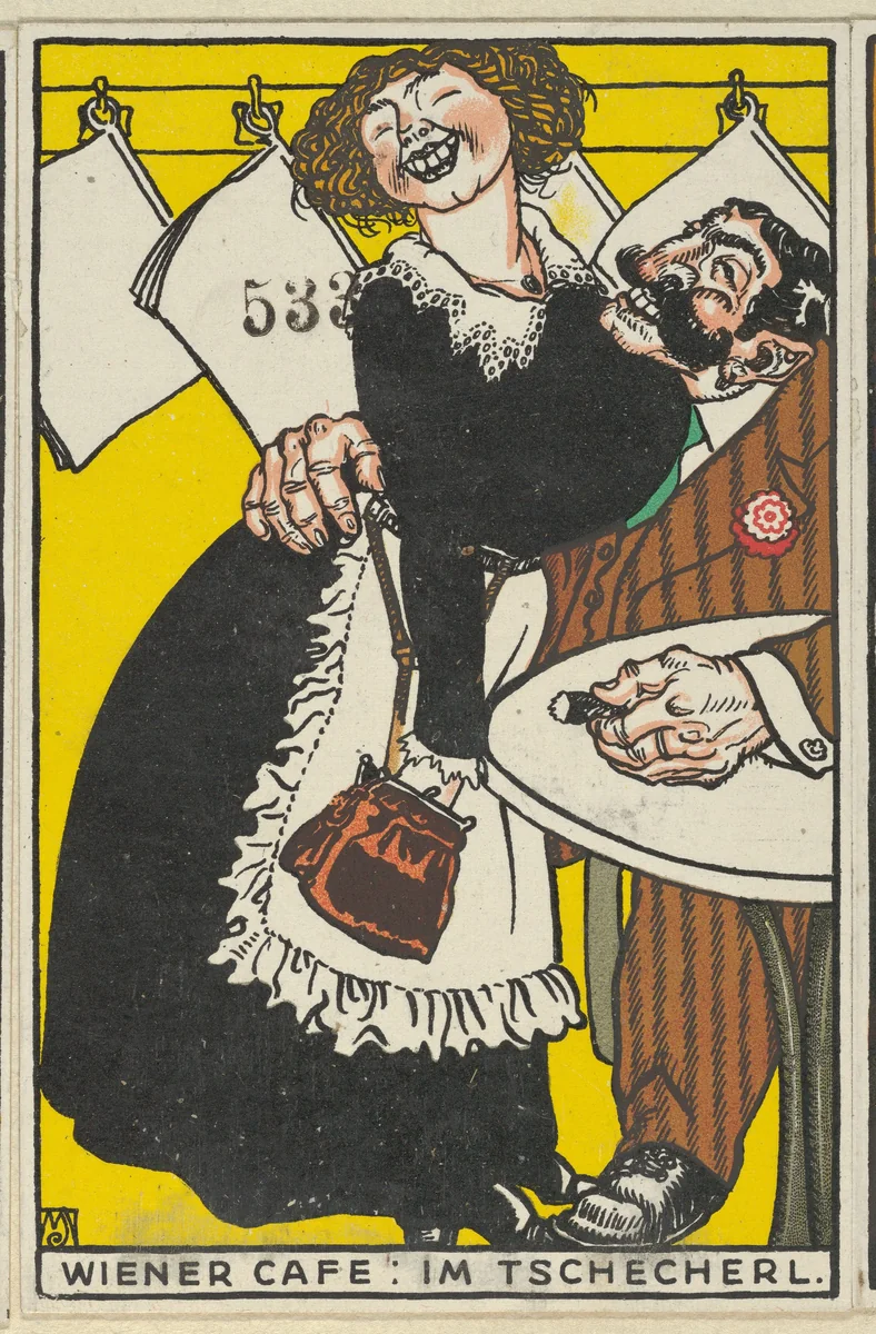 Viennese Café: In the Little Café (Wiener Café: Im Tschecherl) by Moriz Jung, print, 1911