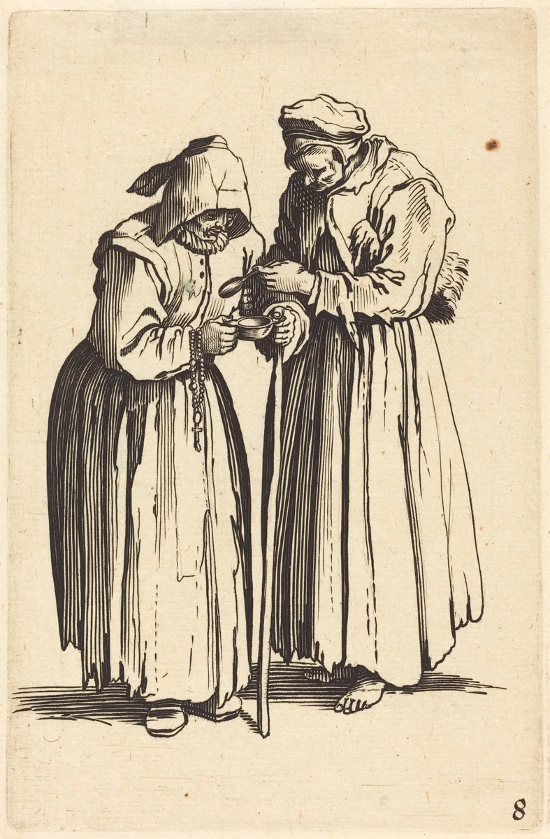 Two Beggar Women by Jacques Callot, print, 1622-1699