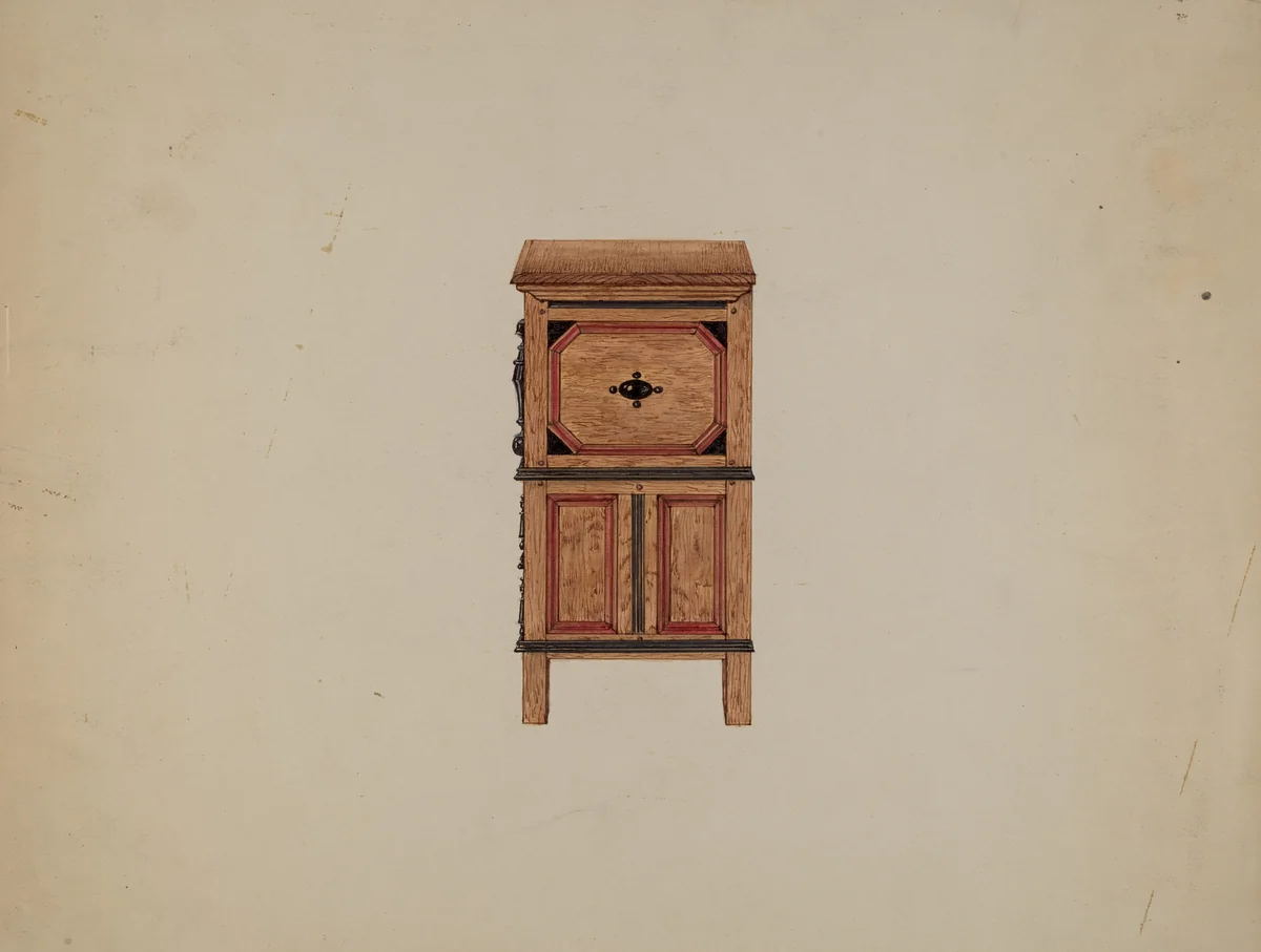 Two Drawer Sunflower Chest - side view by Martin Partyka, index of american design, 1936