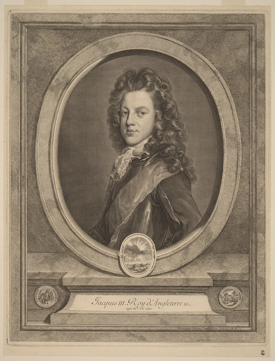 Jacques III, Roy d'Angleterre (James III, Prince of Wales) by Gerard Edelinck
François de Troy, print, 1704-1707