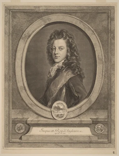 Jacques III, Roy d'Angleterre (James III, Prince of Wales) by Gerard Edelinck
François de Troy, print, 1704-1707