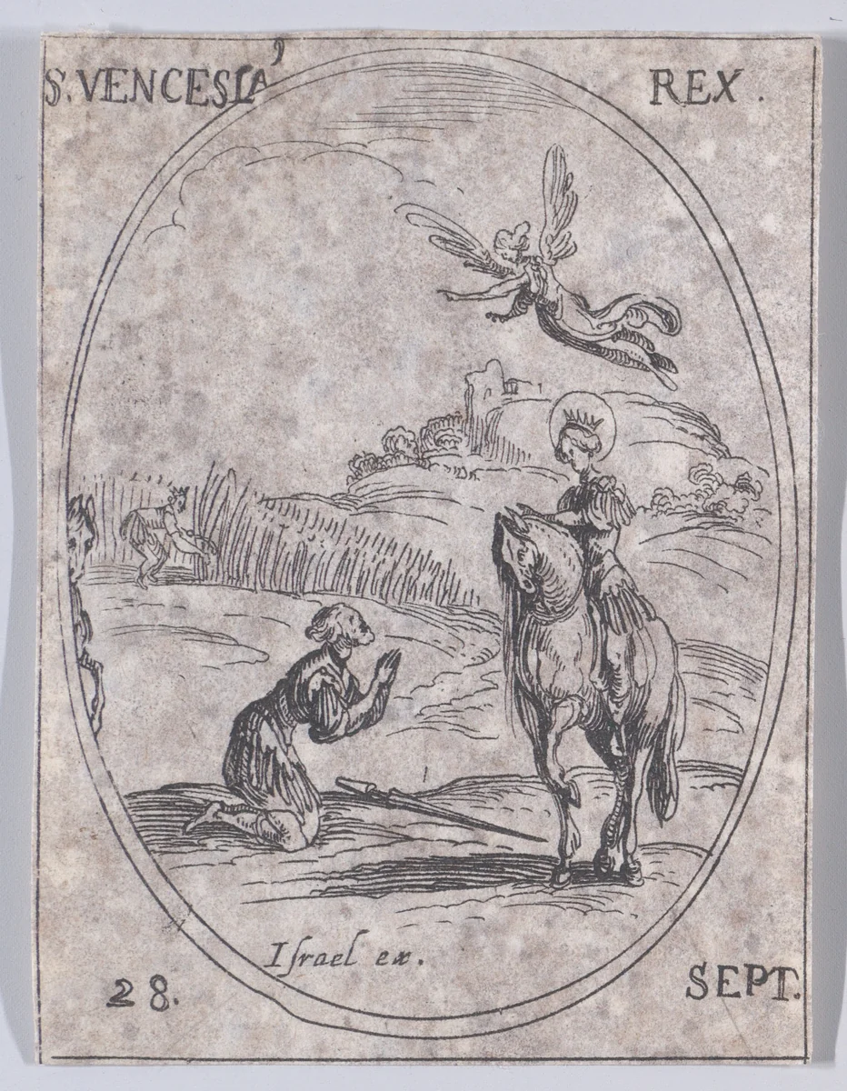 S. Wenceslas, roi (St. Wenceslaus, King), September 28th, from "Les Images De Tous Les Saincts et Saintes de L'Année" (Images of All of the Saints and Religious Events of the Year) by Jacques Callot, print, 1636