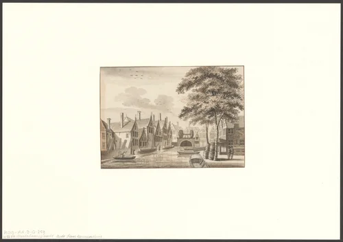Gezicht op de Martelaarsgracht en de Oude Haarlemmersluis by anonymous, drawing, 1700-1799