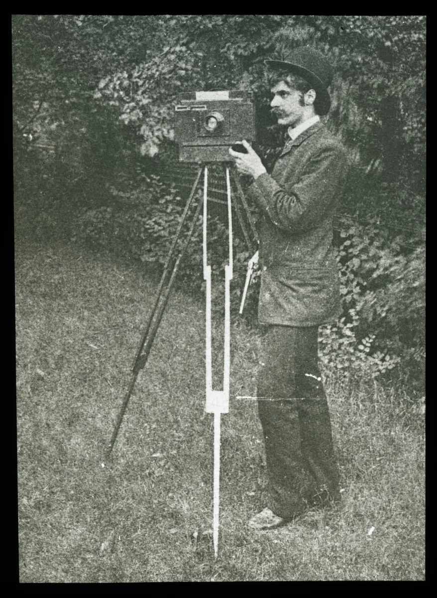 Self-Portrait with camera, tripod and pistol by Alfred Stieglitz, other, 1886