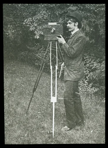 Self-Portrait with camera, tripod and pistol by Alfred Stieglitz, other, 1886