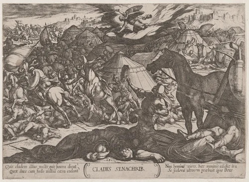 Plate 21: The Angel of the Lord Vanquishing the Army of Sennacherib, from "The Battles of the Old Testament" by Antonio Tempesta, print, 1585-1615