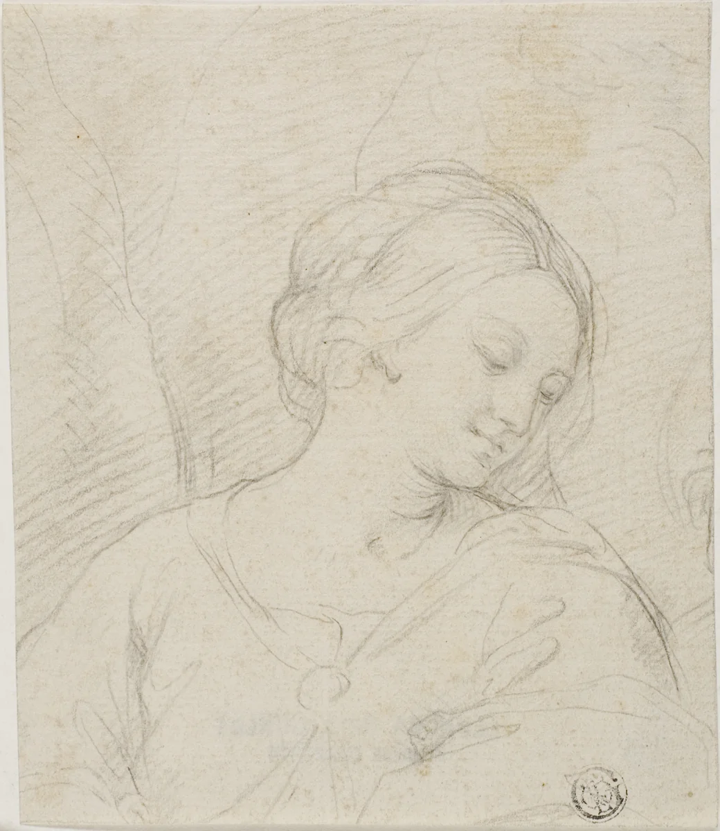 Half-Length View of Madonna by Carlo Maratti, drawing, 1640-1713