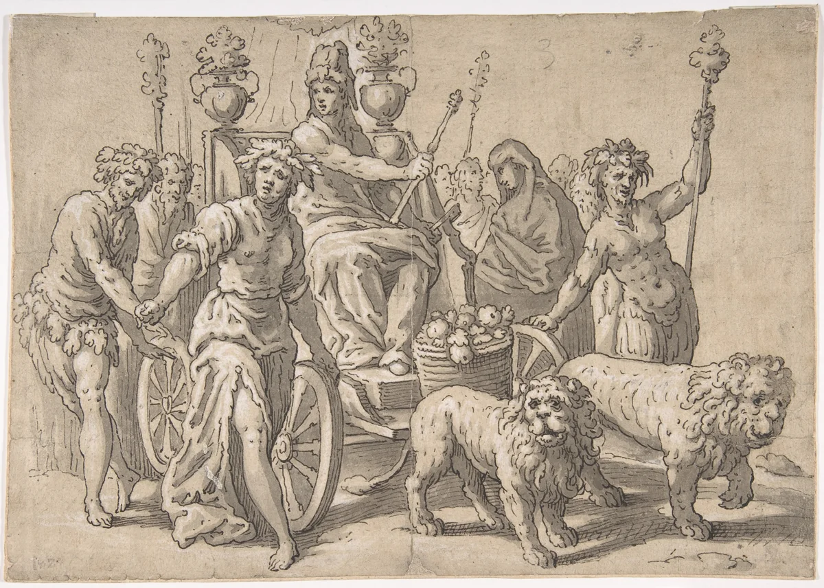 The Triumph of Cybele, after Paolo Fiammingo's "Triumph of Earth" by Hans Friedrich Schorer, drawing, 1634