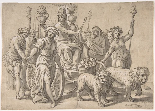 The Triumph of Cybele, after Paolo Fiammingo's "Triumph of Earth" by Hans Friedrich Schorer, drawing, 1634