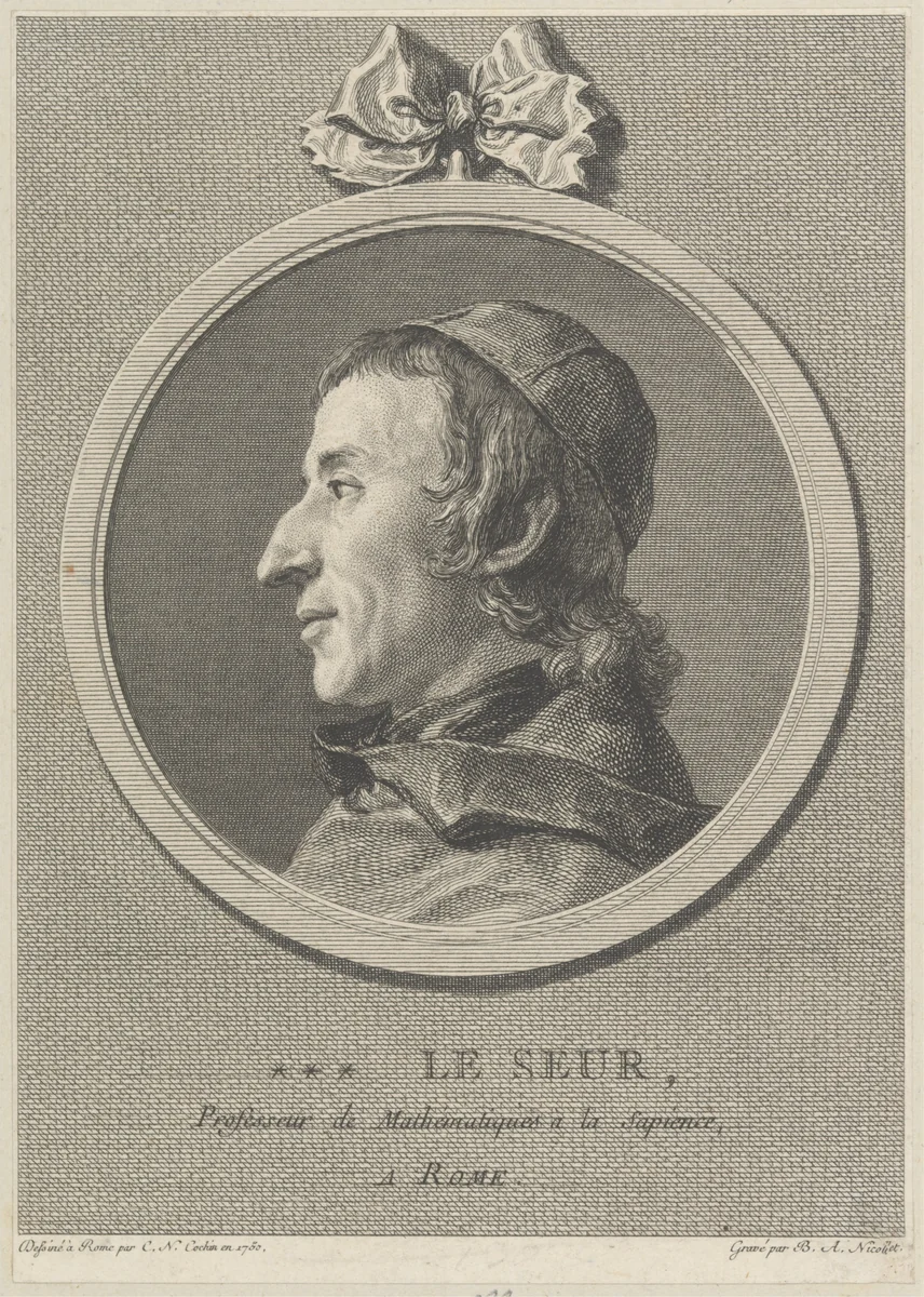 Le Seur, Professeur de Mathématiques á la Sapience, a Rome by Charles Nicolas Cochin II, print, 1750