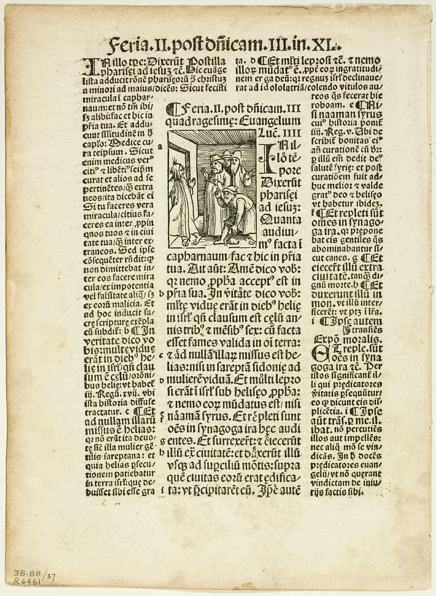 Illustration from Postilla by Parisienses Guillermus, plate 37 from Woodcuts from Books of the XVI Century by Urs Graf, print, 1514