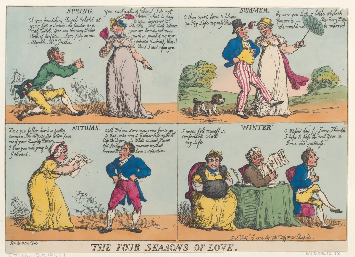 The Four Seasons of Love by Thomas Rowlandson, print, 1814