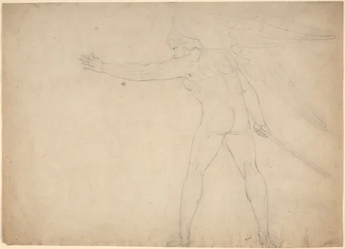 A Warring Angel [recto] by William Blake, drawing, 1780