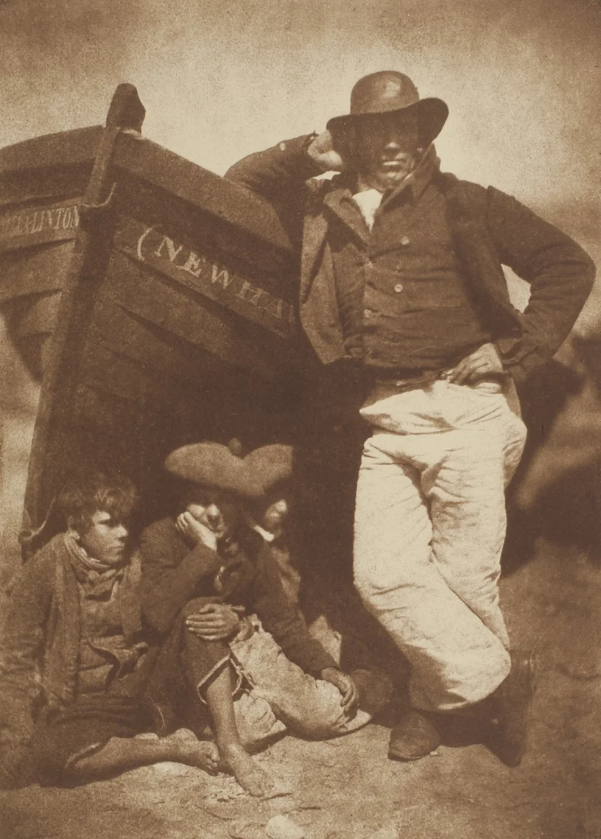James Linton and Three Boys, Newhaven by David Octavius Hill and Robert Adamson, photograph, 1843-1847