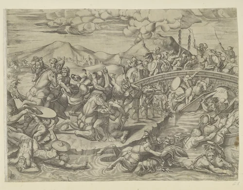 Slag bij de Milvische brug by Unknown, print, 1535-1601