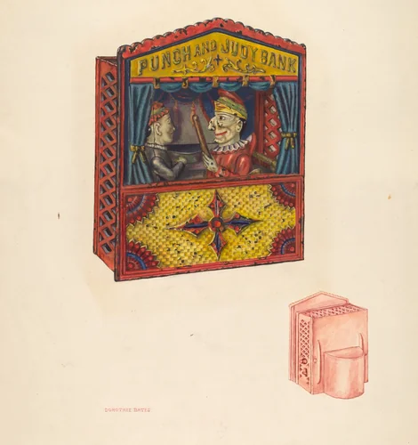 Mechanical Bank: Punch and Judy by Dorothee L. Bates, index of american design, 1941