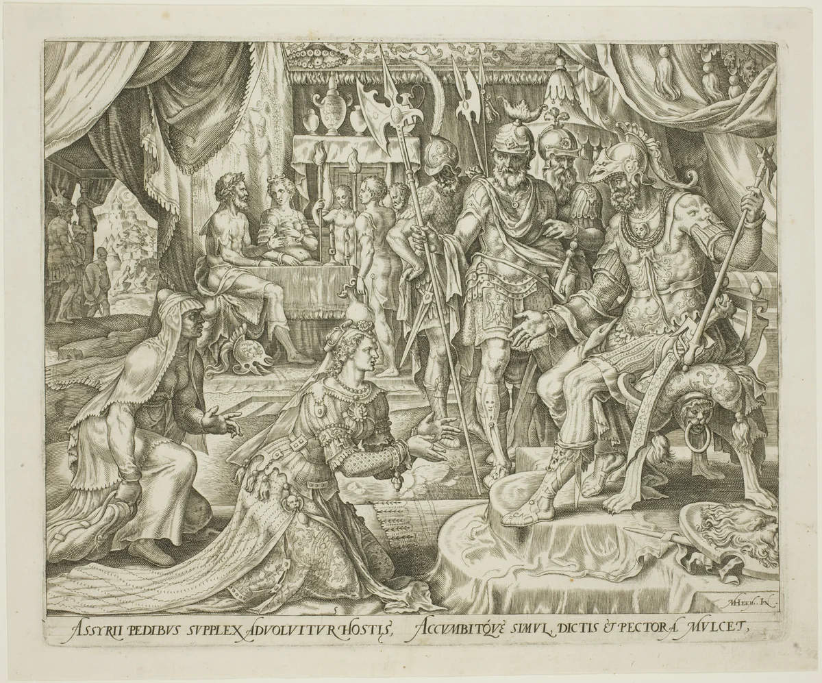 Judith Presented to Holofernes, plate five from The Story of Judith and Holofernes by Philip Galle, print, 1564
