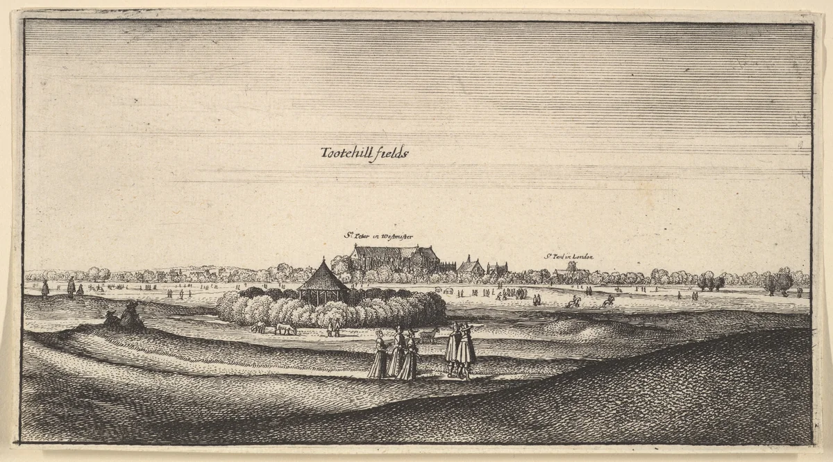 Tootehill fields (Tothill Fields, London) by Wenceslaus Hollar, print, 1643-1644