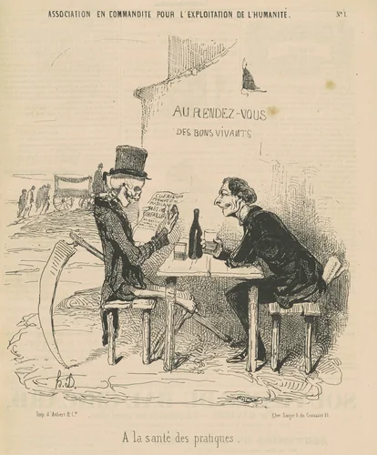 Association en commandite our l'exposition de l'humanité a la santé des pratiques by Honoré Daumier, print, 1840