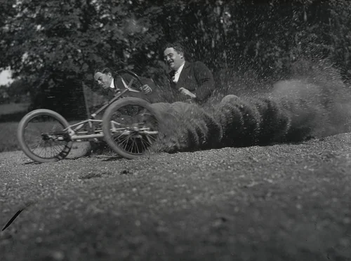 Bobsleigh on Wheels Invented by Lartigue by Jacques-Henri Lartigue, photograph, 1911
