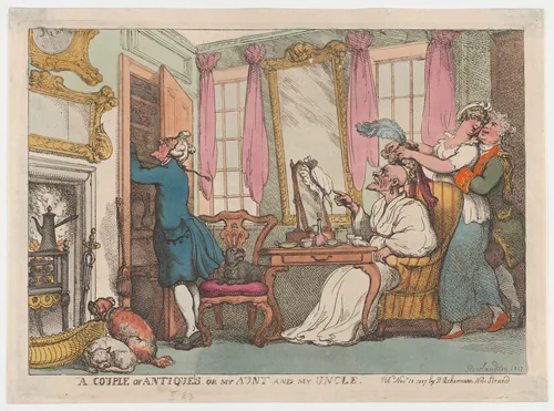 A Couple of Antiques or my Aunt and my Uncle by Thomas Rowlandson, print, 1807