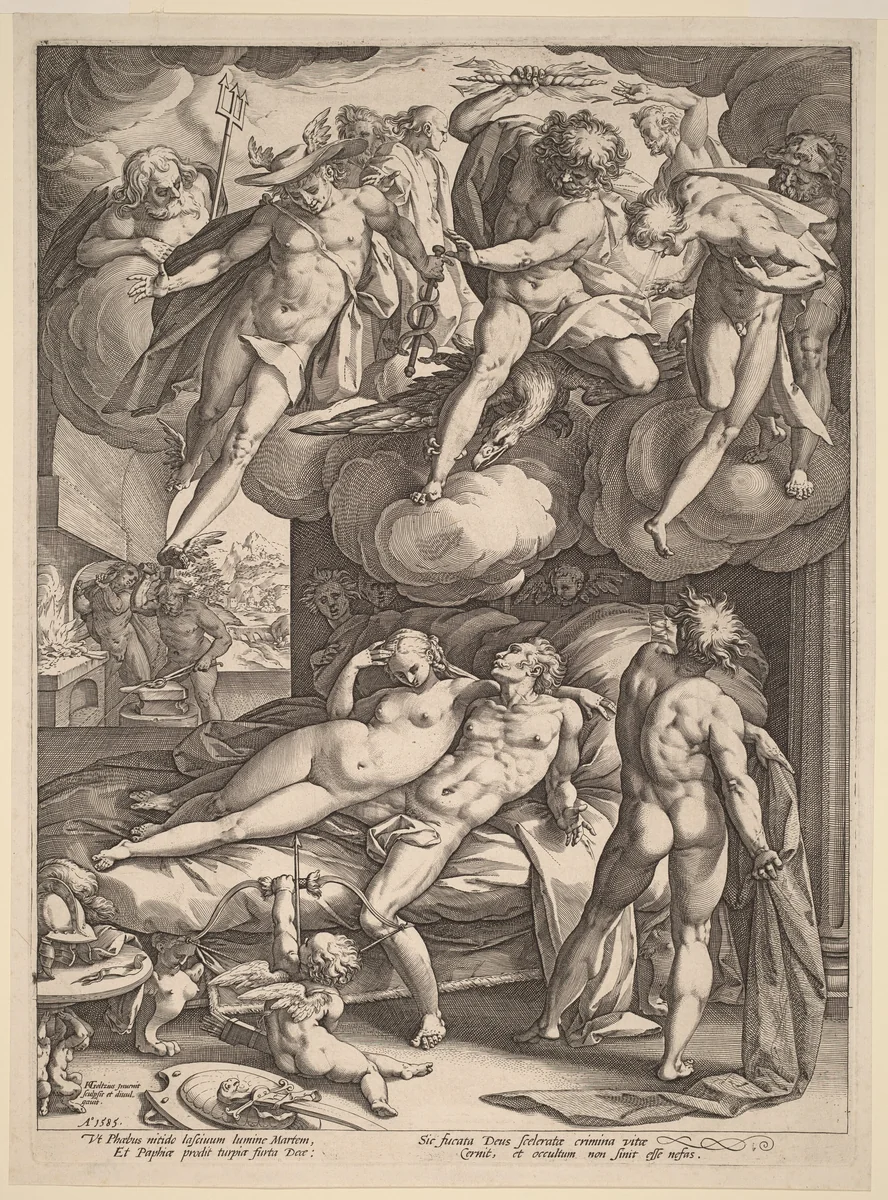 Mars and Venus Surprised by Vulcan by Hendrick Goltzius, print, 1585