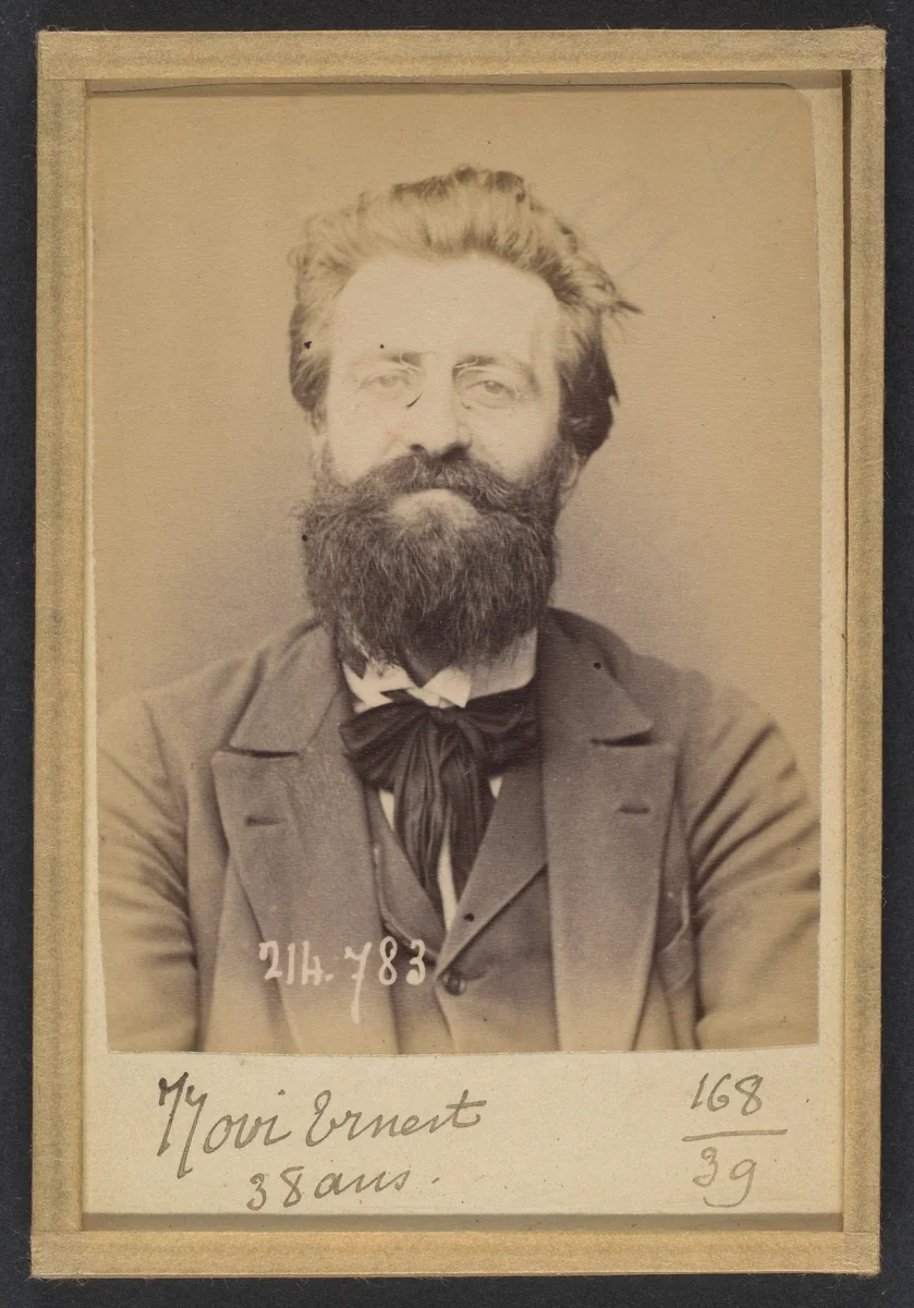 308. Novi. Ernest, Théodore. 32 ans, né à Nice (Alpes-Maritimes). Architecte. Anarchiste. 27/2/94. by Alphonse Bertillon, photograph, 1894
