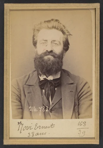 308. Novi. Ernest, Théodore. 32 ans, né à Nice (Alpes-Maritimes). Architecte. Anarchiste. 27/2/94. by Alphonse Bertillon, photograph, 1894