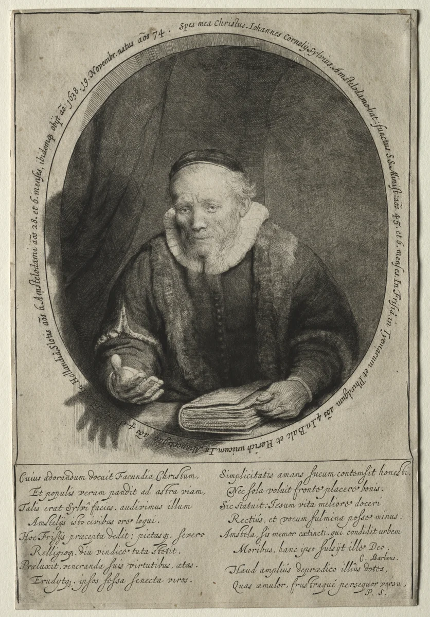 Jan Cornelis Sylvius, Preacher by Rembrandt van Rijn, print, 1646