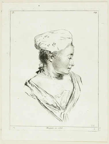 Woman's Head by Anne Claude Philippe Caylus, print, 1712-1765