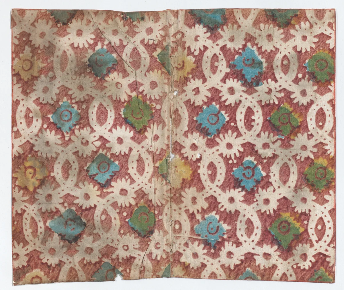 Sheet with overall lattice pattern with rosettes by anonymous, print, 1800-1900