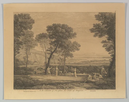 Dance Under the Trees (Landscape with Rural Dance) by Claude Lorrain, print, 1742