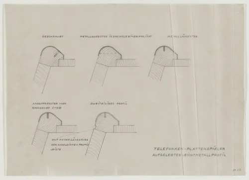 Design for Telefunken Record Player, Sections by Lilly Reich, mies van der rohe archive, 1937