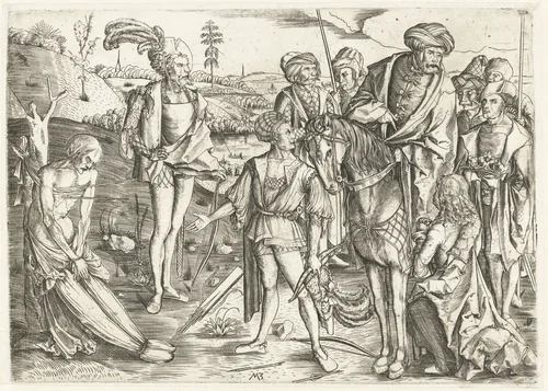 De erfstrijd van de drie koningszonen by Unknown, print, 1500-1503