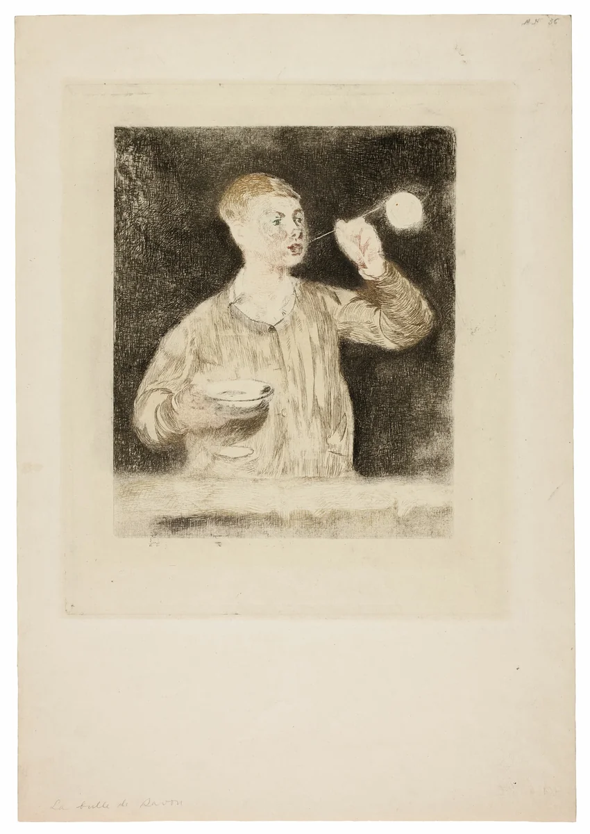 Boy Blowing Soap Bubbles by Édouard Manet, print, 1868-1869