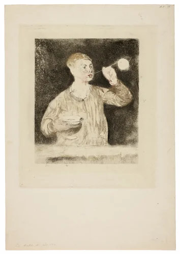 Boy Blowing Soap Bubbles by Édouard Manet, print, 1868-1869