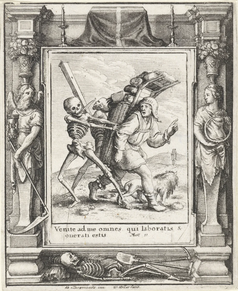 De marskramer en de Dood by Wenceslaus Hollar, print, 1651