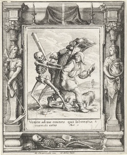 De marskramer en de Dood by Wenceslaus Hollar, print, 1651