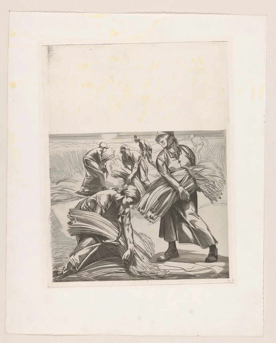 Korenoogst by Johannes Josephus Aarts, print, 1881-1934