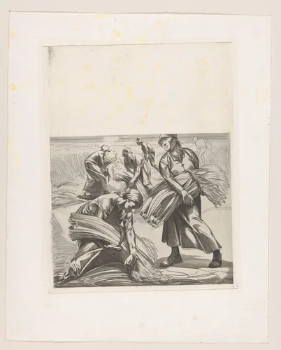 Korenoogst by Johannes Josephus Aarts, print, 1881-1934