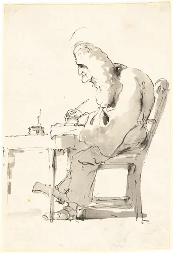 A Venetian Lawyer at His Desk by Giovanni Battista Tiepolo, drawing, 1755-1760