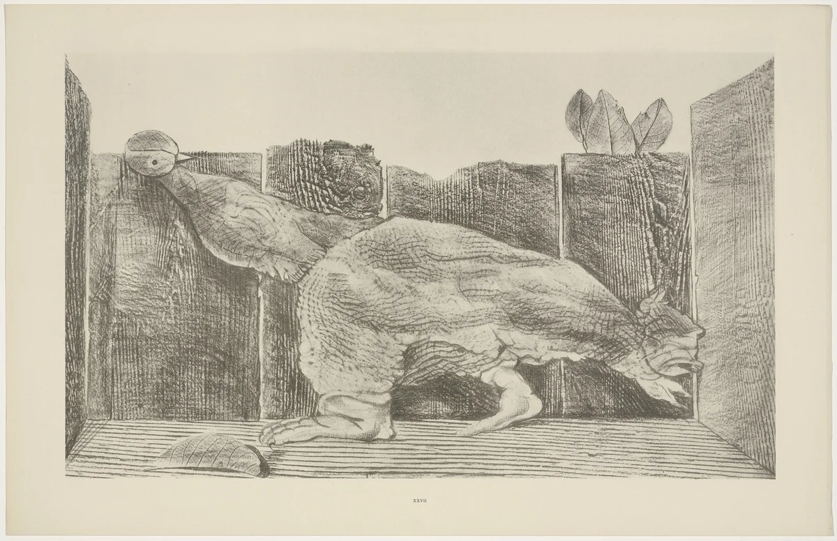 In the Stable of the Sphinx (Dans l'écurie du sphinx) from Natural History (Histoire naturelle) by Max Ernst, print, 1925