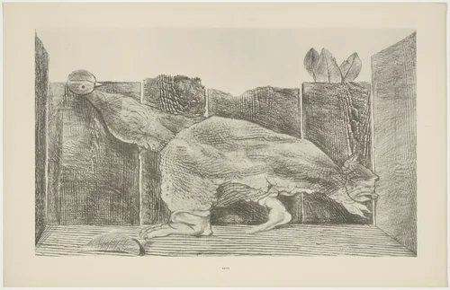 In the Stable of the Sphinx (Dans l'écurie du sphinx) from Natural History (Histoire naturelle) by Max Ernst, print, 1925