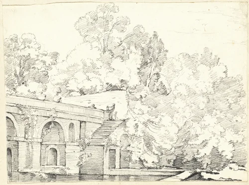 The Fishpond at Villa Madama by Joseph-Marie Vien, drawing, 1746-1749