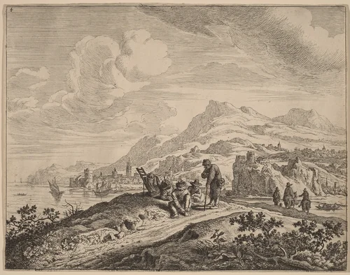 View of the River Rhine by Jan van Aken; Herman Saftleven, print, 1614-1661