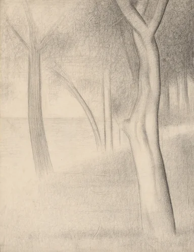 Trees (study for La Grande Jatte) by Georges Seurat, drawing, 1884