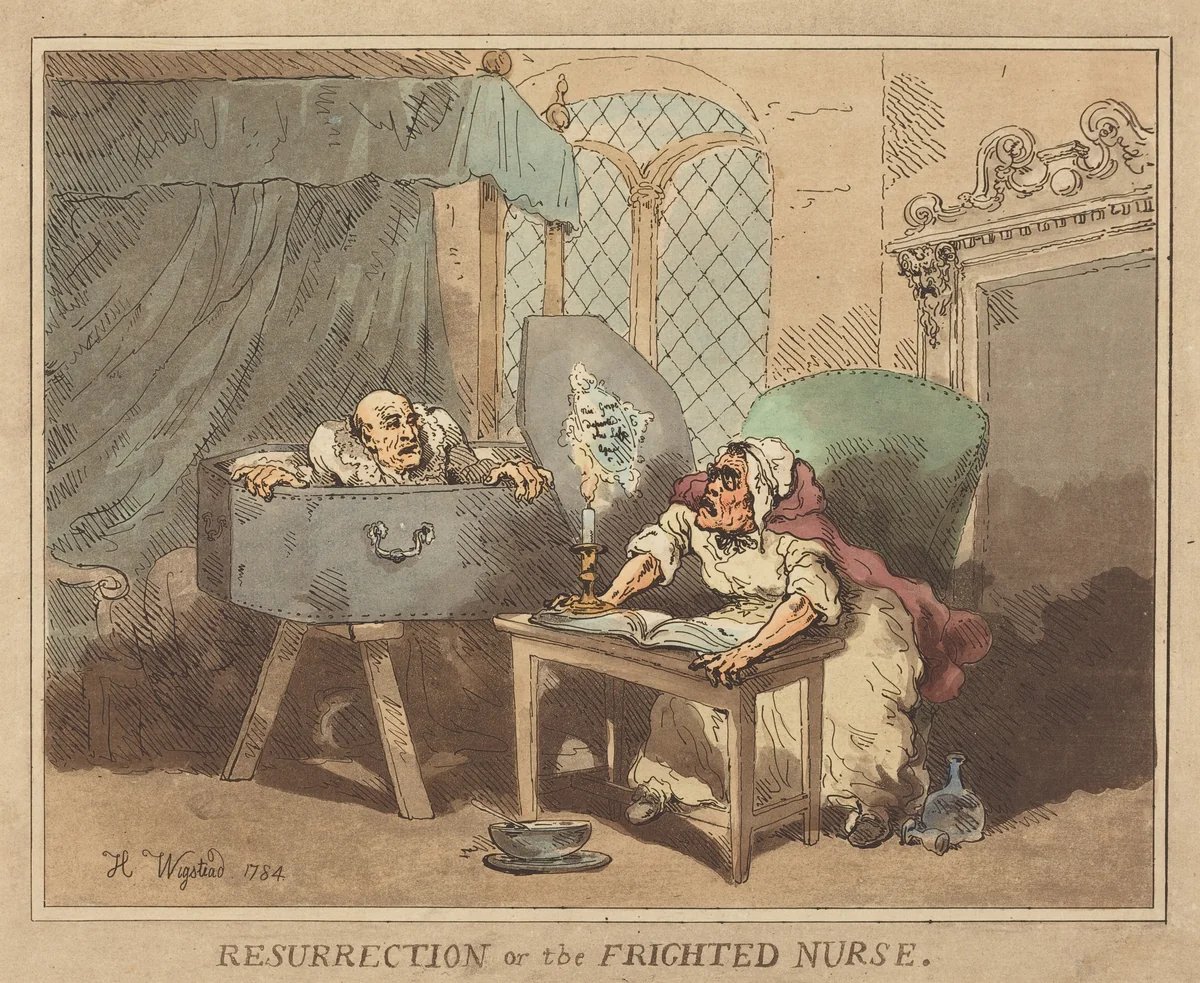 Resurrection, or The Frighted Nurse by Thomas Rowlandson, print, 1784